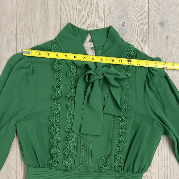 NWT Self-Portrait Green Chiffon Mini Dress, , UK 8/US 4 - Picture 8 of 10